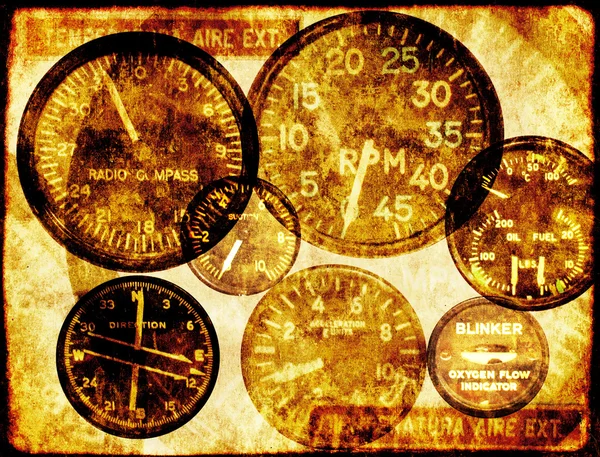 Grunge background with retro indicators on control panel in a wa — Stock Photo, Image