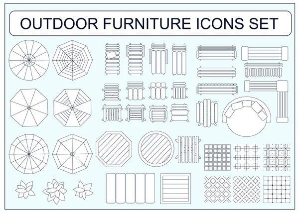 Sada jednoduchých venkovní nábytek vektorových ikon jako prvky návrhu — Stockový vektor