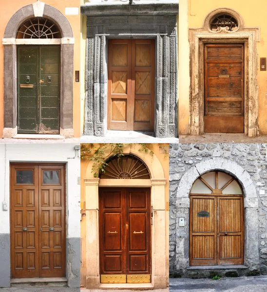 Collage con muchas puertas antiguas diferentes — Foto de Stock