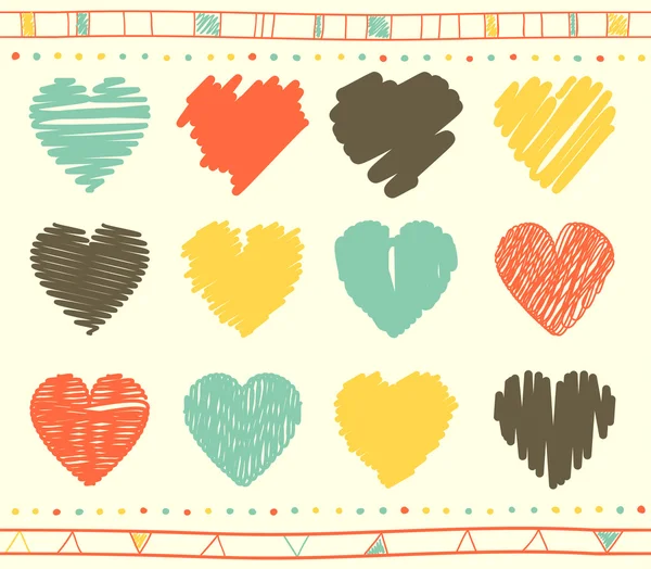 Conjunto vectorial de corazones de San Valentín garabato — Archivo Imágenes Vectoriales