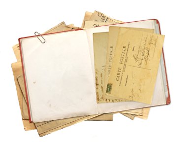 Eski kitap ve vintage kartpostallar