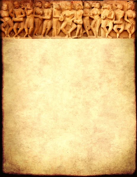 Grunge background with paper texture and carving famous erotic w — Stock Photo, Image