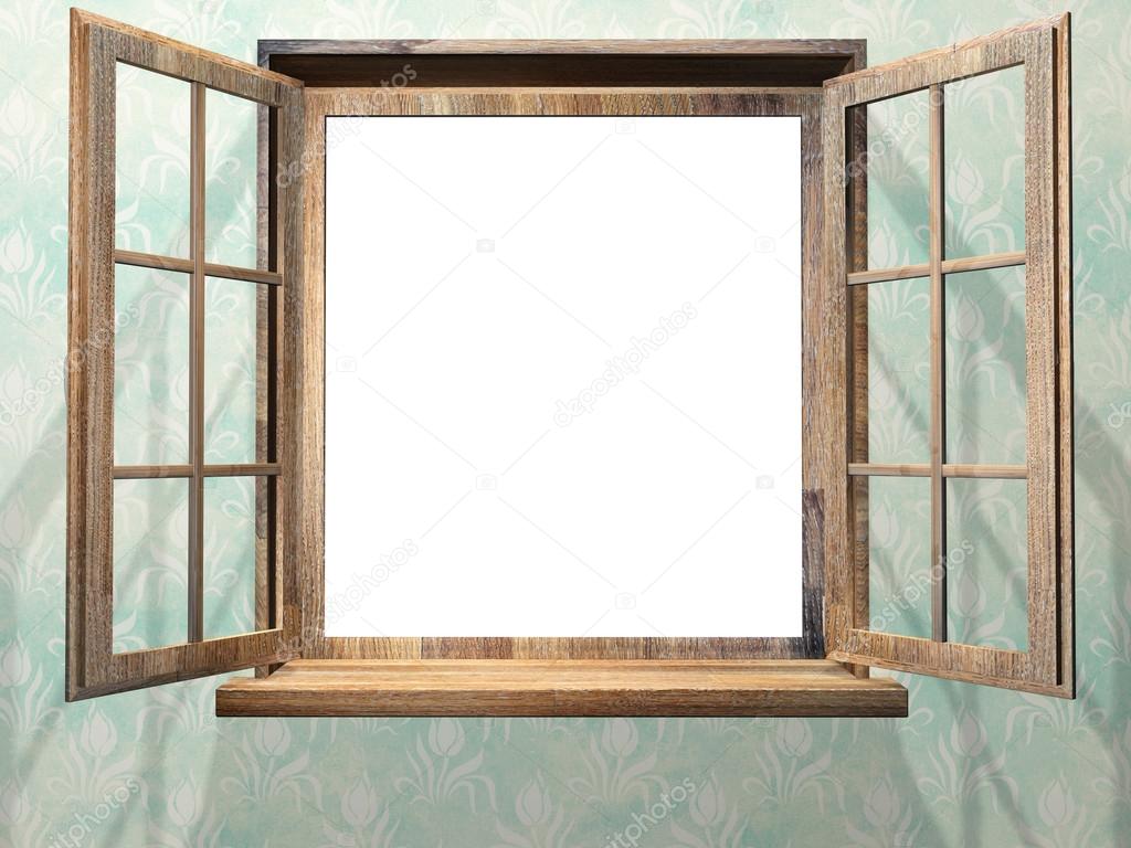 Open wooden window