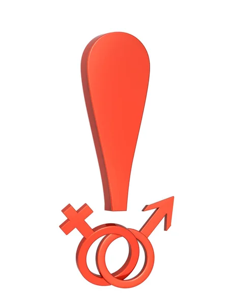 Concept Lgbt Point Exclamation Rouge Avec Des Symboles Masculins Féminins — Photo