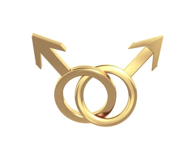 Lgbt Konzept Zwei Miteinander Verflochtene Männliche Goldsymbole Vereinzelt Auf Weißem — Stockfoto