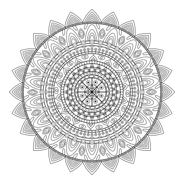 Black White Zentangle Mandala Pattern Coloring — Stock Vector