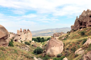 Selime Manastırı, Ihlara Vadisi, Kapadokya, Türkiye 'deki kayalıklardaki mağaralar