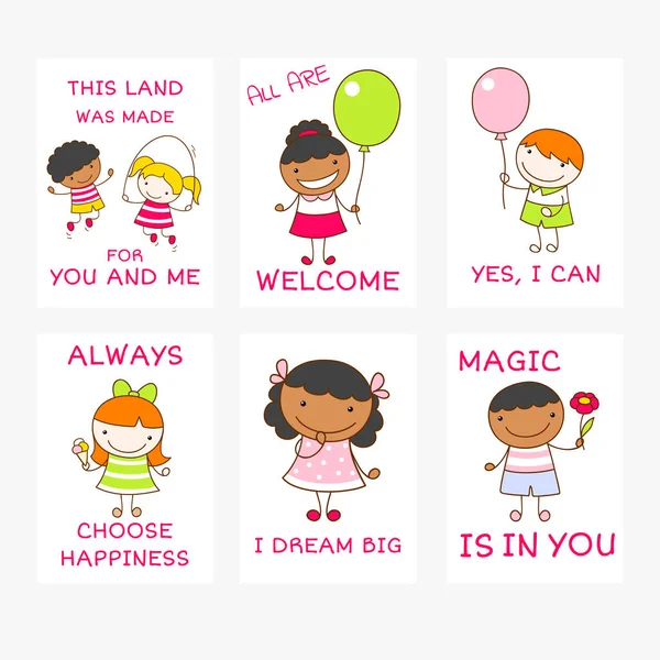 Set Vector Banners Affirmations Kids Playroom — Stock Vector