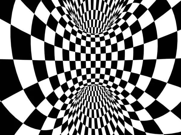 Abstract Illusion Geometric Background Checkered Texture Black White Colors Render — Stock Photo, Image