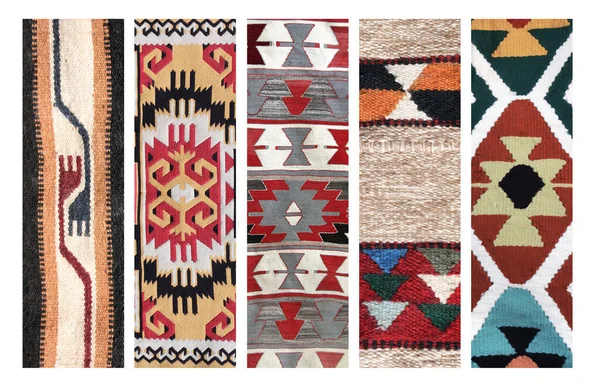 Set Vertical Horizontal Banners Textures Berber Traditional Wool Carpet Geometric — Stock Photo, Image