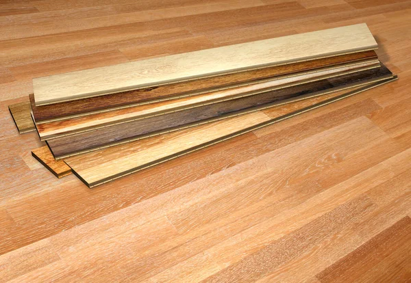 Nouvelles Planches Parquet Différentes Couleurs Avec Différentes Essences Bois Sur — Photo