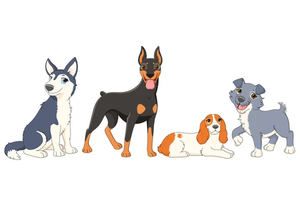 Conjunto Animais Estimação Bonito Desenhos Animados — Vetor de Stock