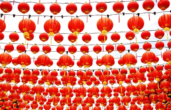 Muchos Faroles Rojos Tradicionales Durante Festival Chino Año Nuevo Malasia —  Fotos de Stock