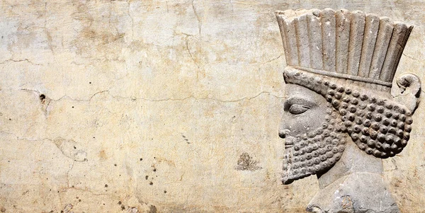 Древняя Стена Барельефом Ассирийскими Воинами Персеполис Иран Объект Мирового Наследия — стоковое фото