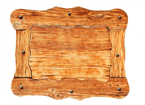 Alte Holztafel Russischen Stil Einer Holzwand Vereinzelt Auf Weißem Hintergrund — Stockfoto