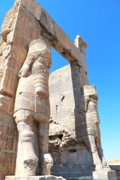 Puerta Todas Las Naciones Puerta Jerjes Con Estatuas Piedra Lamassu —  Fotos de Stock