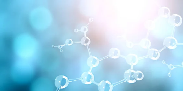 Modelle Abstrakter Molekularer Struktur Auf Blauem Hintergrund Kopieren Sie Platz — Stockfoto