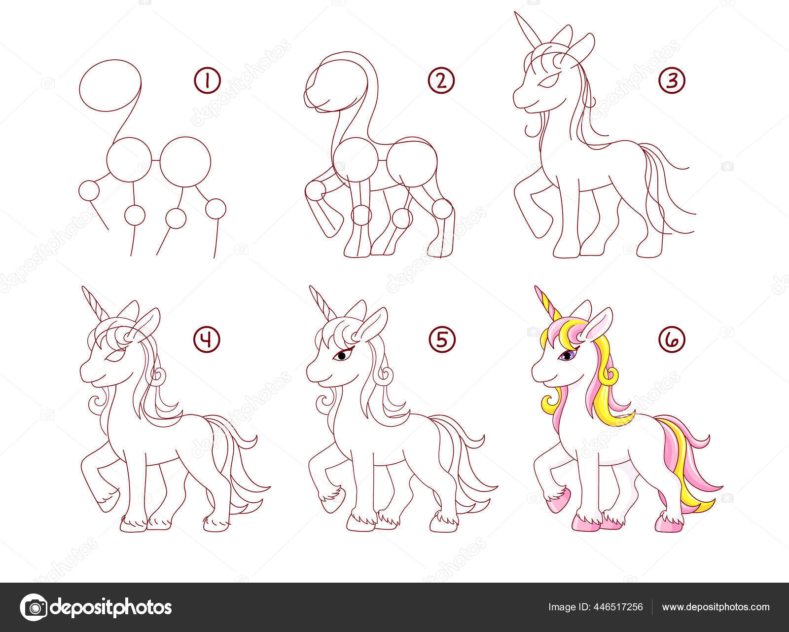 Desenho passo a passo. tutorial de desenho para crianças. nível