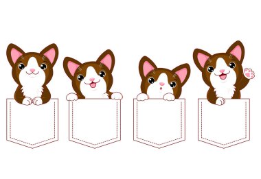 Sevimli çizgi film hayvan cep seti.