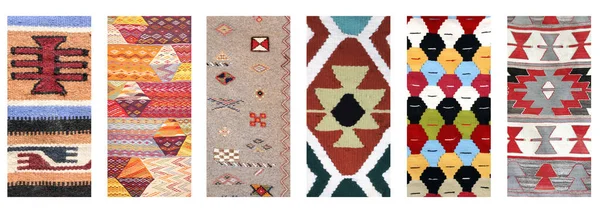 Sada Vertikálních Nebo Horizontálních Bannerů Texturou Berberského Tradičního Vlněného Koberce — Stock fotografie
