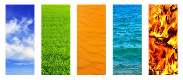 Verzameling Van Verticale Banner Met Natuur Scènes Woestijnzand Groen Gras — Stockfoto