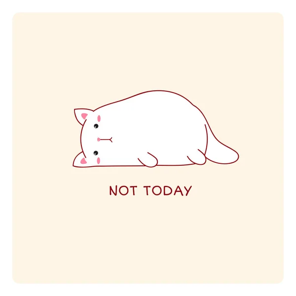 横たわっ怠惰な猫と碑文でスクエアカードではなく 面白い脂肪怠惰な猫 ベクターイラスト Eps8 — ストックベクタ