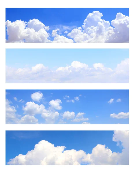 Colección Pancartas Horizontales Con Escenas Naturaleza Nubes Blancas Cielo Azul —  Fotos de Stock