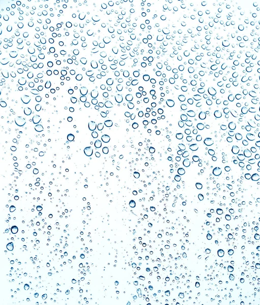 Water Drop Glass Raindrops Window Glass Photo Toned Blue Color — Stock Photo, Image