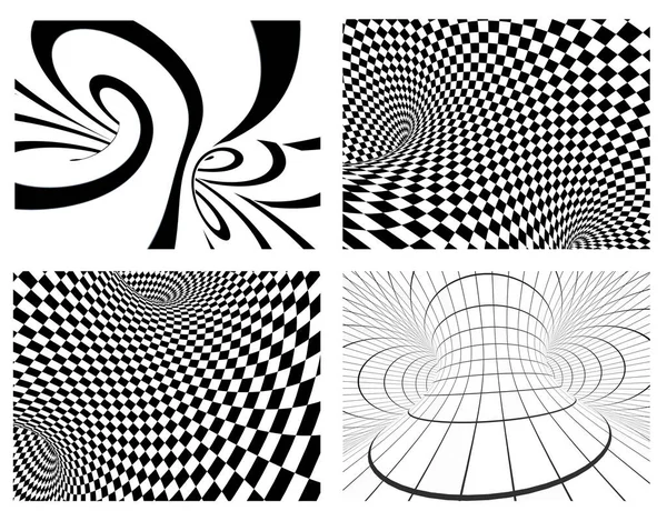 Abstrakcyjna Iluzja Kolekcja Tła Geometrycznego Kratkę Paski Tekstury Czarno Białych — Zdjęcie stockowe
