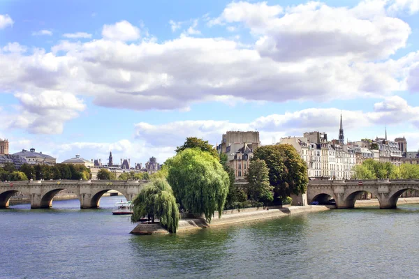 Medieval Bridge Buildings Waterfront Seine Rive Paris Capital France Europe — Stock Photo, Image