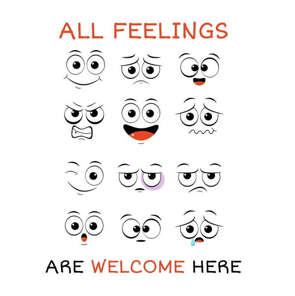 Tous Les Sentiments Sont Les Bienvenus Ici Bannière Vectorielle Avec — Image vectorielle