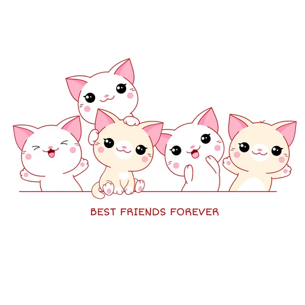 Лучшие Друзья Навсегда Горизонтальный Плакат Милыми Кошками — стоковый вектор