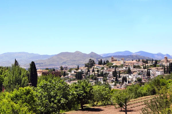 Stadsbilden Granada Stad Spanien Europa Utsikt Från Fästningsvägg Palats Komplex — Stockfoto