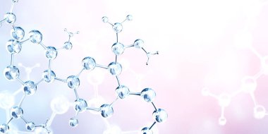 Mavi arka planda soyut moleküler yapının modelleri. Metnin için alanı kopyala. Şablon oluşturun. 3d hazırlayıcı