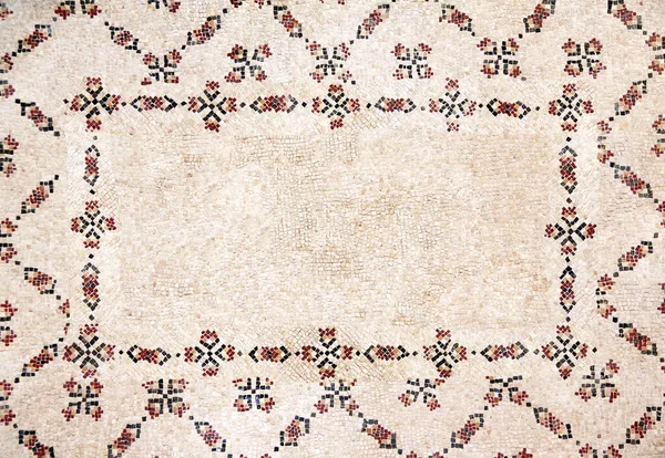 Horizontal Antiga Byzantine Mosaicos Pedra Natural Com Ornamento Floral Moldura — Fotografia de Stock