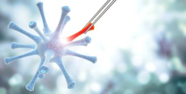 Virüs bölümünü değiştiriyorum. Virüsün yapay modifikasyonu. Genetik mühendisliği, GDO, gen manipülasyonu konsepti. Genetik mühendisliği alanında Hi Tech teknolojisi. Uzayı metin için kopyala. 3d hazırlayıcı