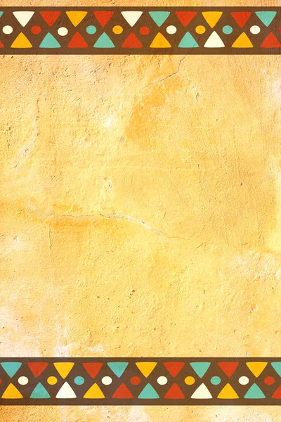 Vertical Grunge Background Ethnicity Ornaments Stucco Texture Yellow Color Mock — ストック写真