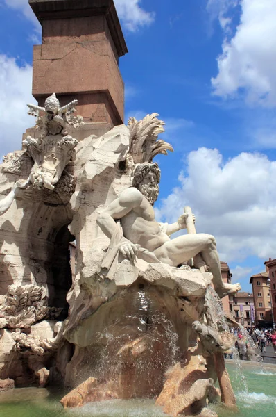 Фонтан Четырех Рек Fontana Dei Quattro Fiumi Пьяцца Навона Рим — стоковое фото