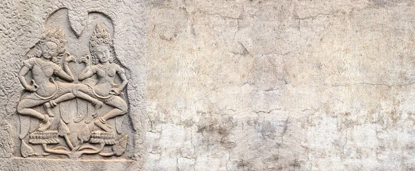 Οριζόντια Φόντο Αρχαία Τοιχογραφία Δύο Γυναίκες Χορεύτριες Αψάρα Οριζόντια Λάβαρο — Φωτογραφία Αρχείου