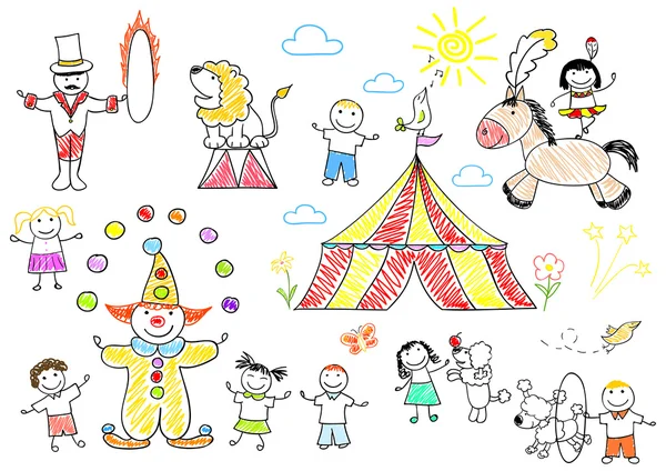 Happy children in circus Stock Picture