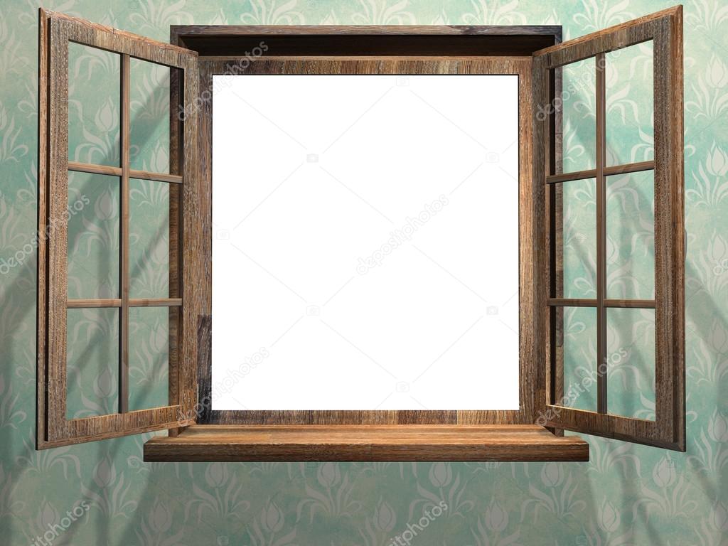 Open wooden window