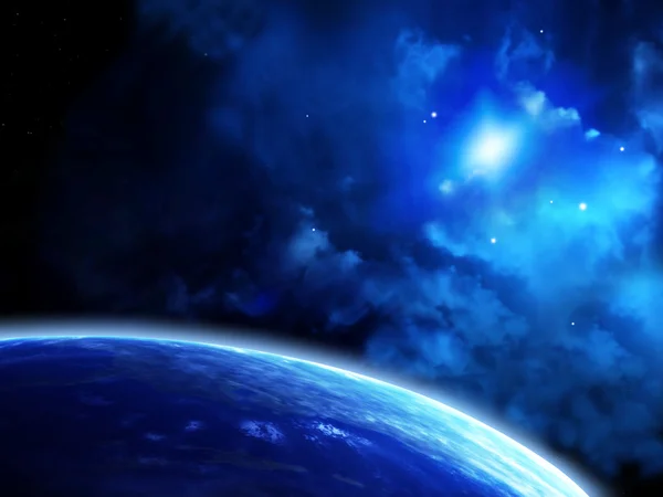 Διαστημική σκηνή με πλανήτες και νεφέλωμα — Φωτογραφία Αρχείου