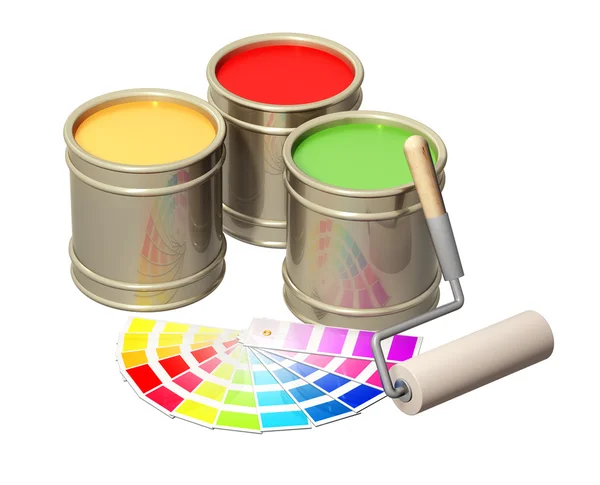 Roller and paints — Stock Photo, Image