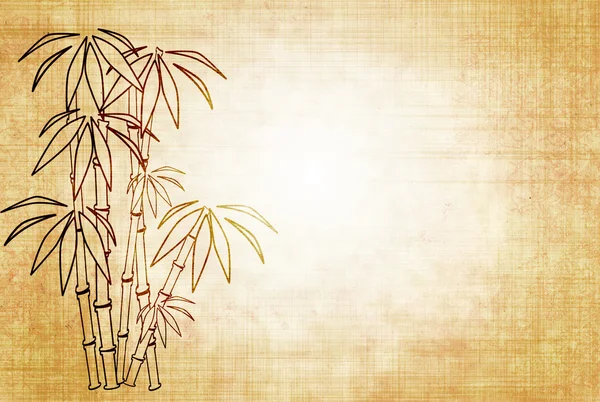 Blad oud papier met afbeelding van bamboe — Stockfoto