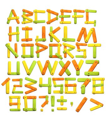 Alphabet with letters from wooden boards clipart