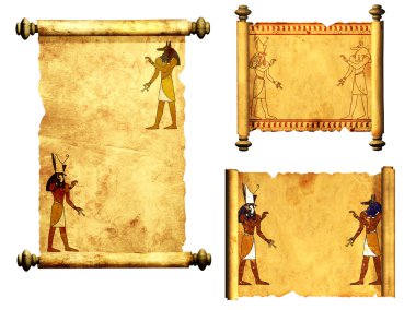 Mısır tanrıları görüntüler - Anubis ve Horus scrolls kümesi