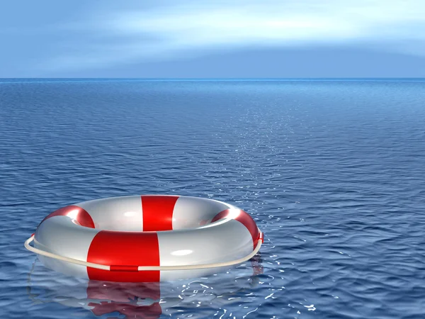 海に浮かぶ救命浮環 — ストック写真