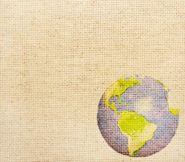 Tuval dokusu üzerinde basılı soyut Dünya Haritası