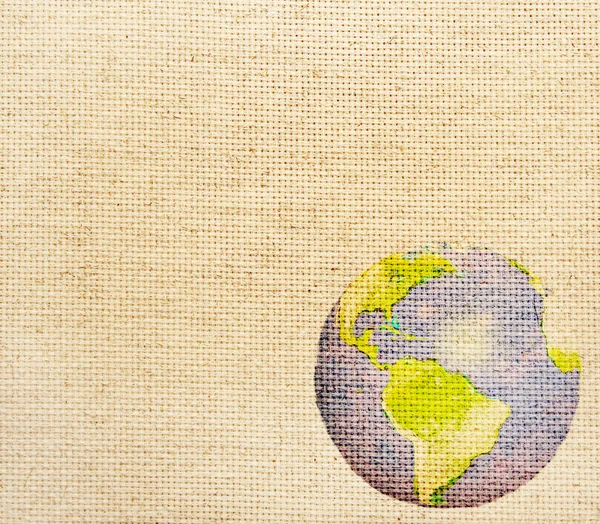 Abstract world map printed on canvas texture