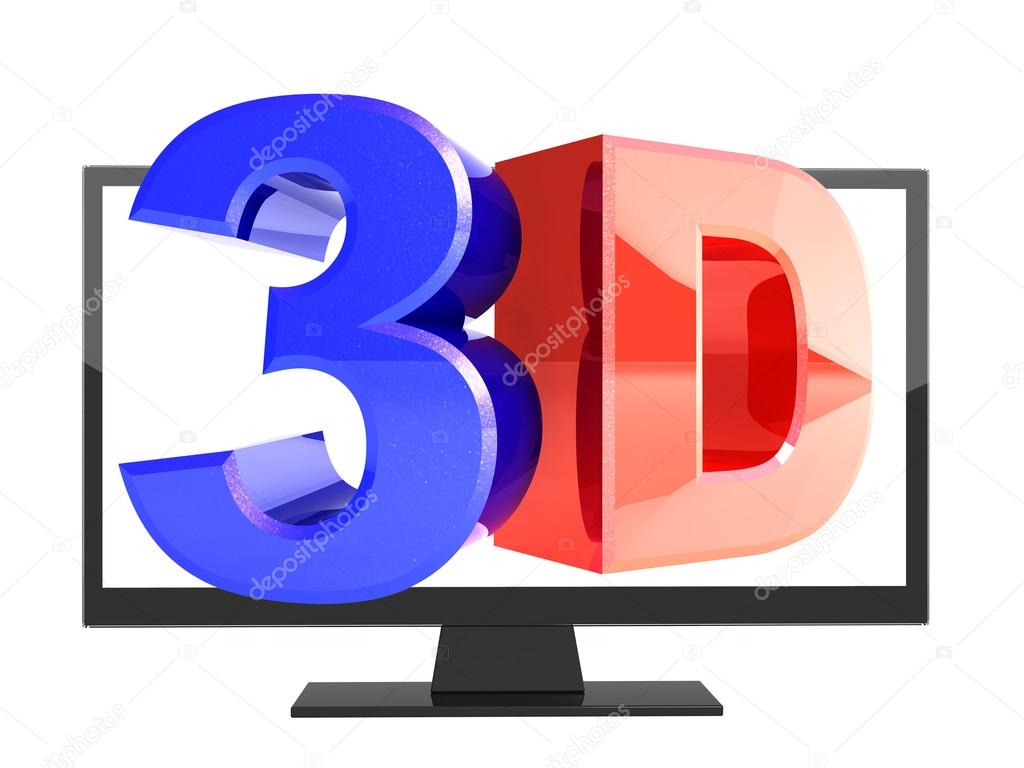 Modern TV with 3d effect on screen